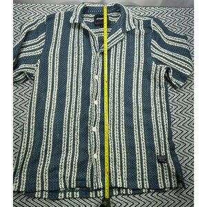 Aeropostale Men's Striped Button-Up Shirt L Blue White Textured Knit Casual Top